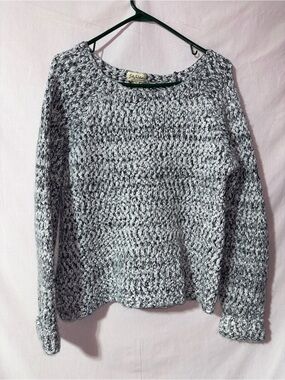 Lily White Black & White Marled Scoopneck Sweater